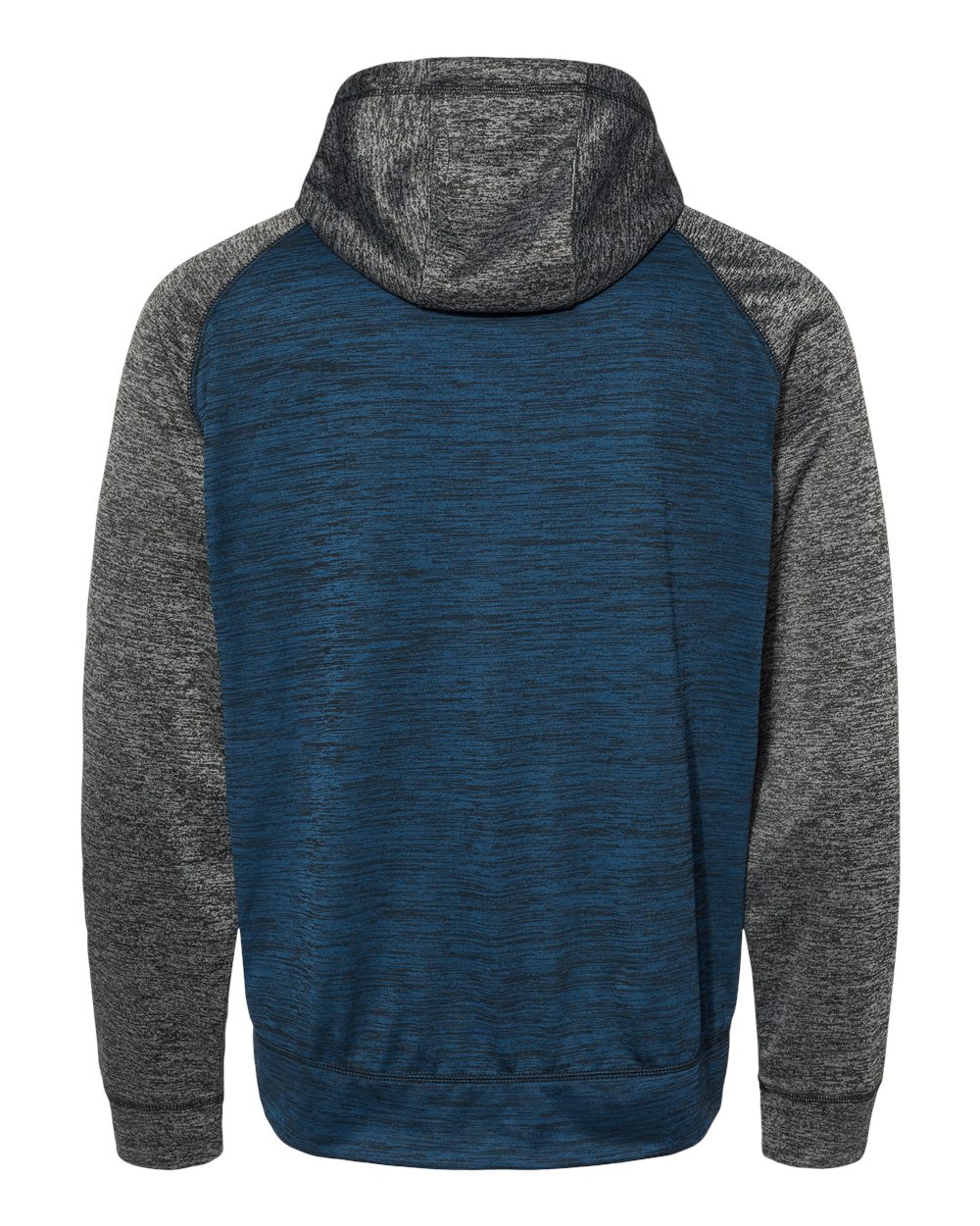Rear View of Heather Navy/ Heather Charcoal Performance Raglan Pullover Sweatshirt - 8670
