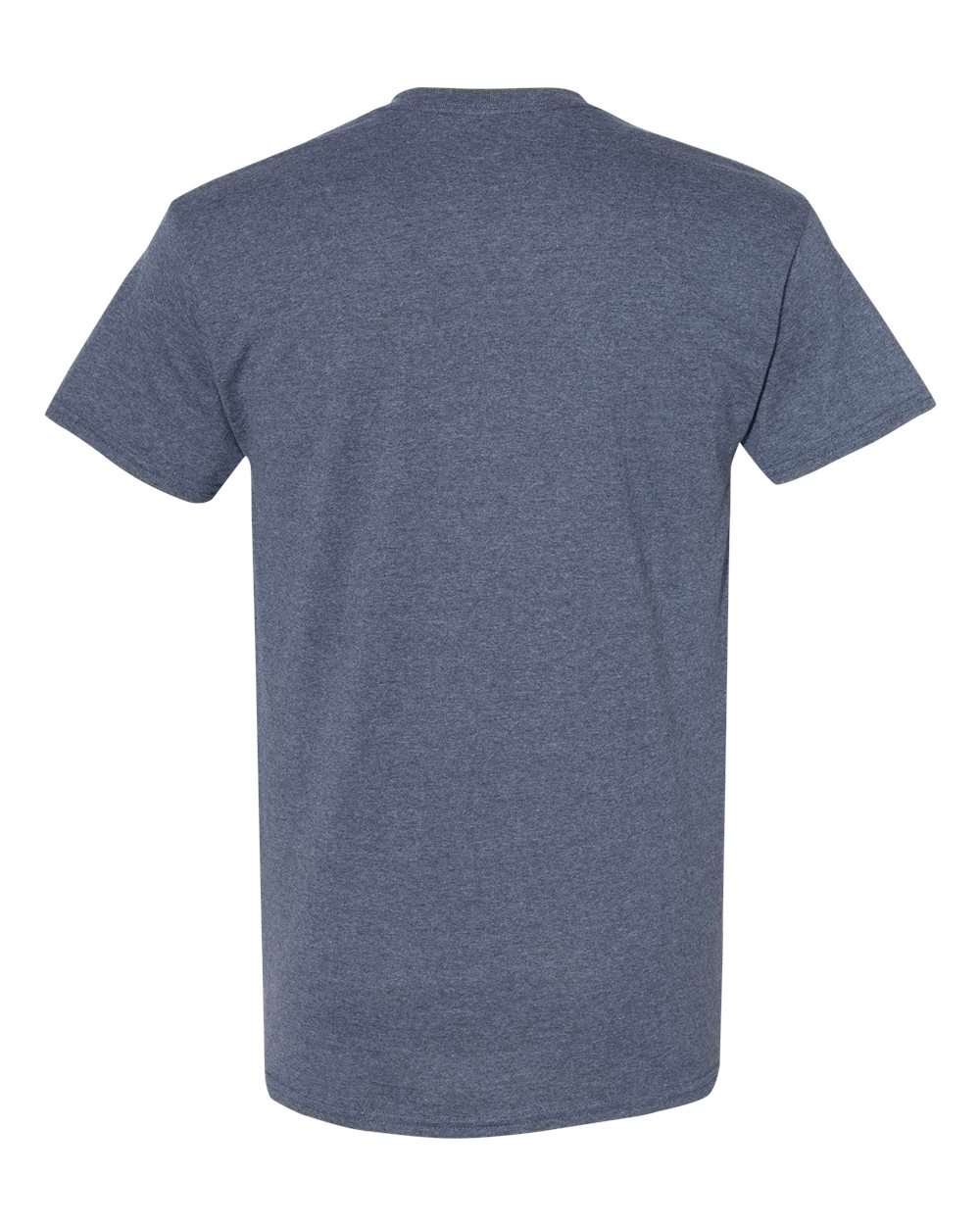 Rear View of Heather Navy Heavy Cotton™ T-Shirt - 5000