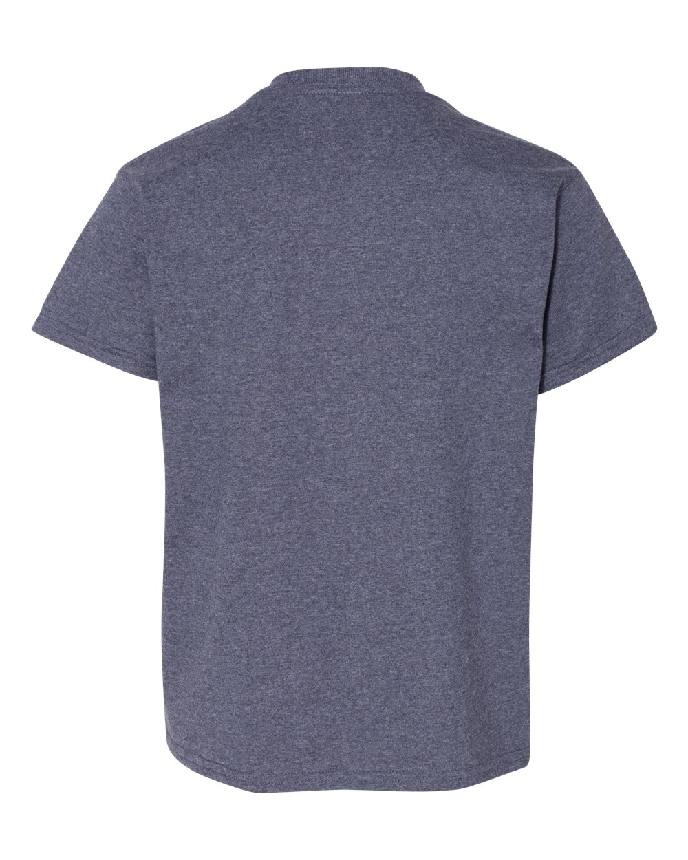 Rear View of Heather Navy Heavy Cotton™ Youth T-Shirt - 5000B