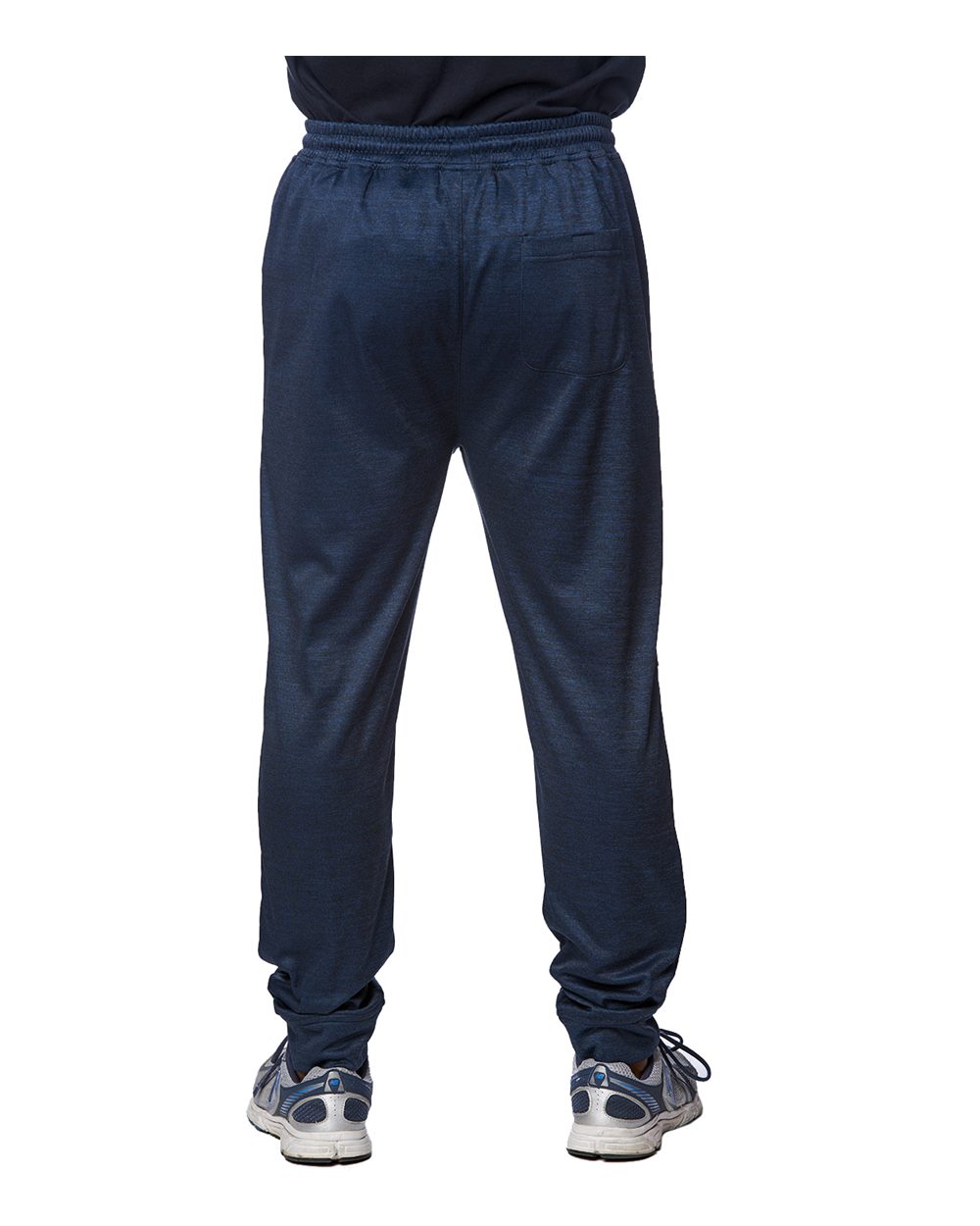 Rear View of Heather Navy Performance Fleece Joggers - 8801