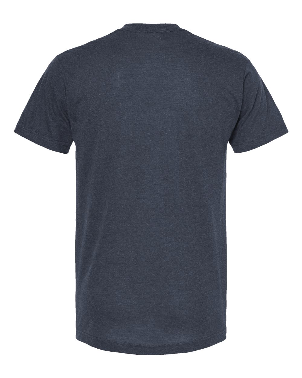 Rear View of Heather Navy Poly-Rich V-Neck T-Shirt - 207