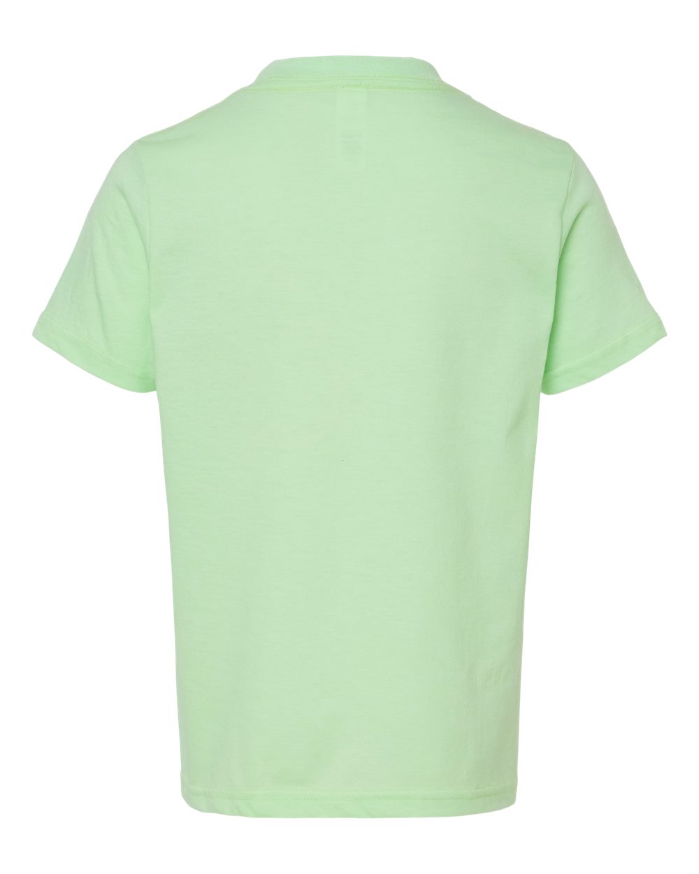Rear View of Heather Neo Mint Youth Fine Jersey T-Shirt - 235