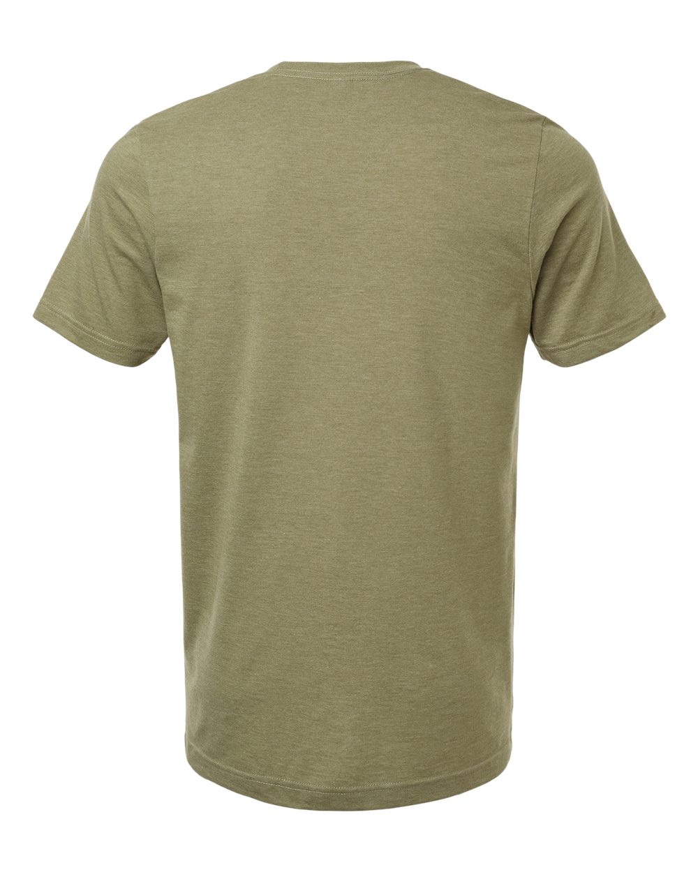 Rear View of Heather Olive Green Combed CVC T-Shirt - 602CVC