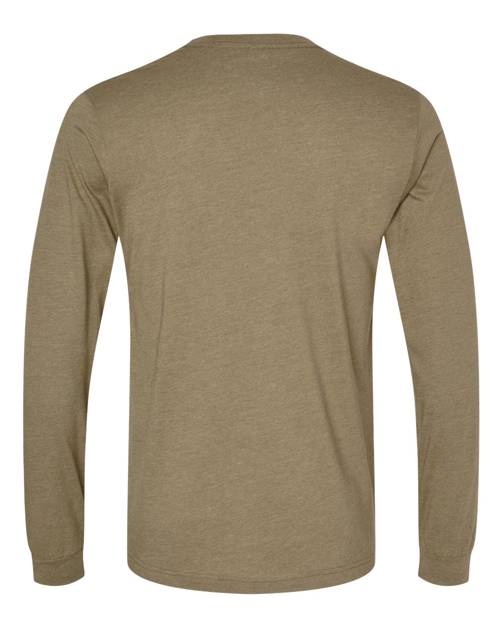 Rear View of Heather Olive Heather CVC Long Sleeve Tee - 3501CVC