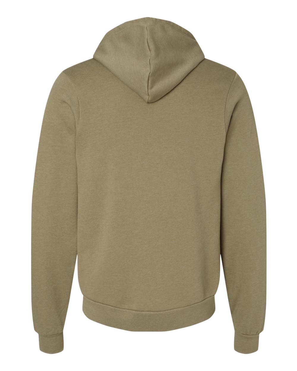 Rear View of Heather Olive Sponge Fleece Hoodie - 3719
