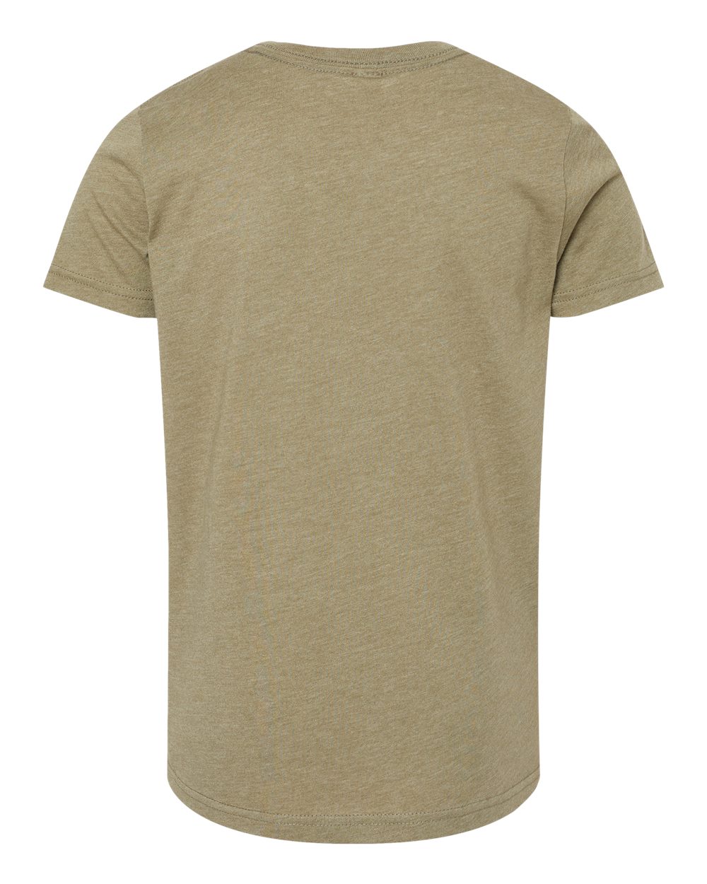 Rear View of Heather Olive Youth CVC Jersey Tee - 3001YCVC