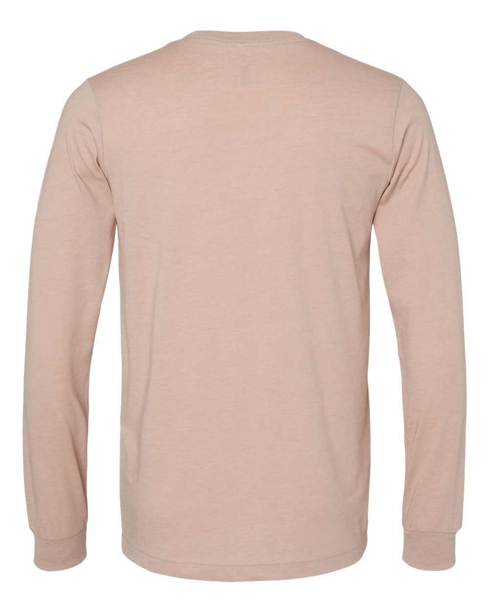 Rear View of Heather Pink Gravel Heather CVC Long Sleeve Tee - 3501CVC