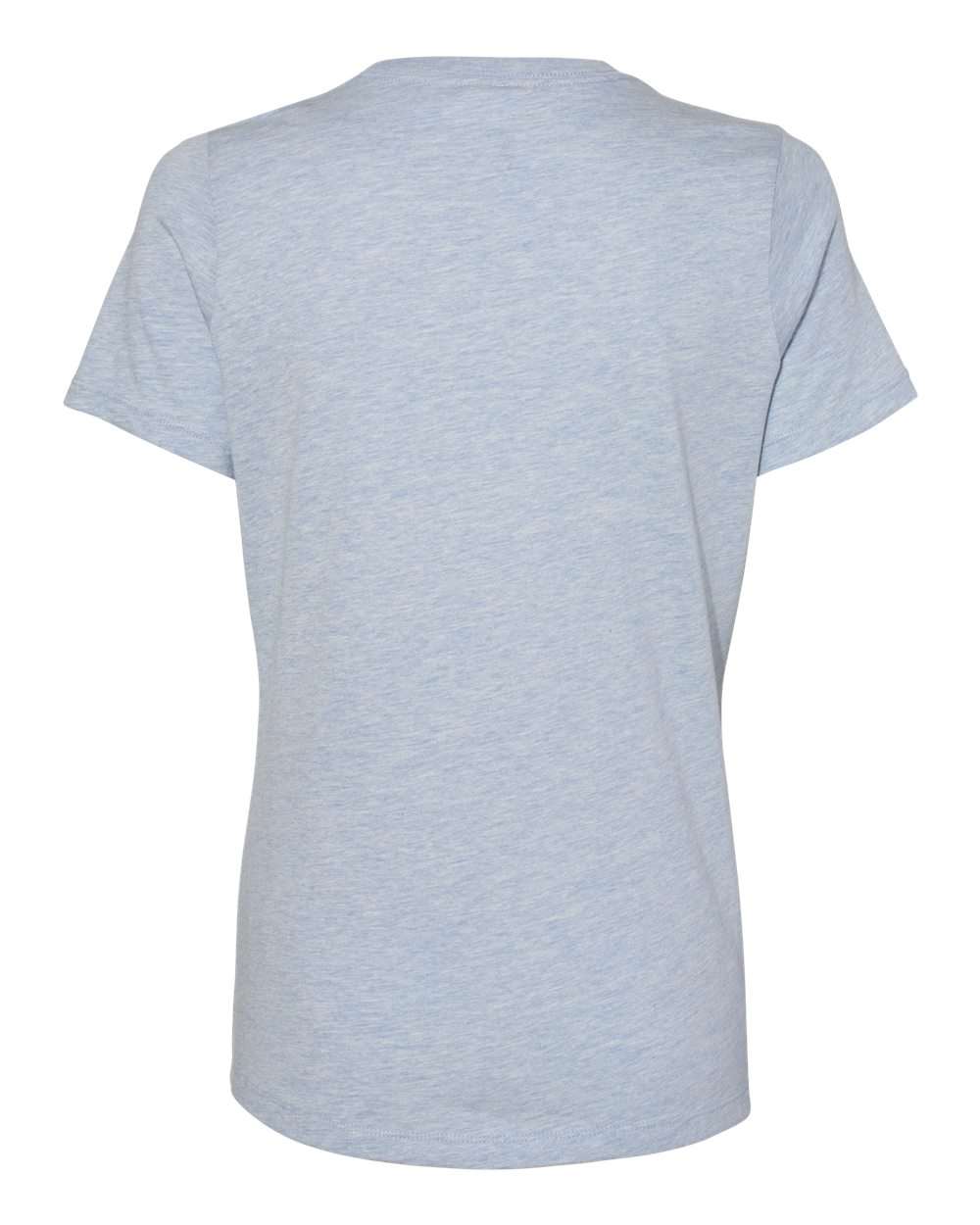 Rear View of Heather Prism Blue Women’s Relaxed Fit Heather CVC Tee - 6400CVC