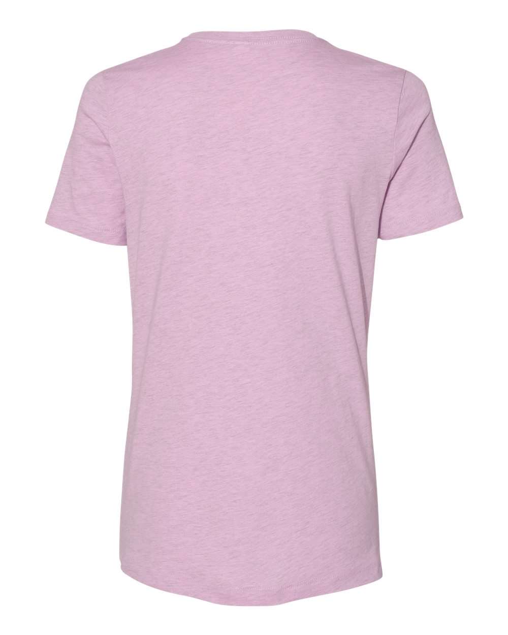 Rear View of Heather Prism Lilac Women’s Relaxed Fit Heather CVC Tee - 6400CVC