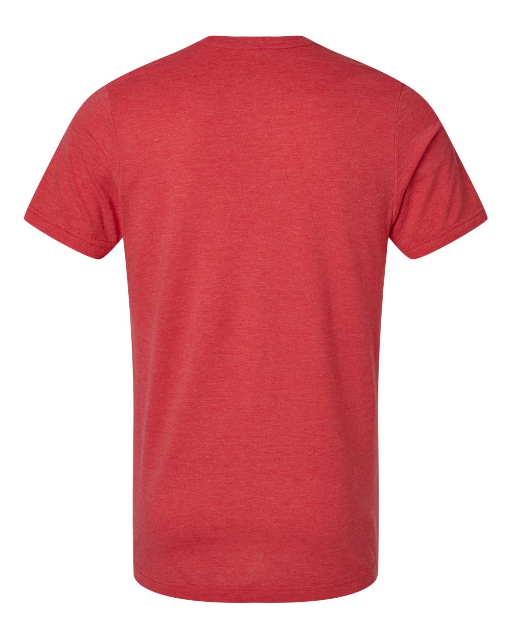 Rear View of Heather Red Combed CVC T-Shirt - 602CVC