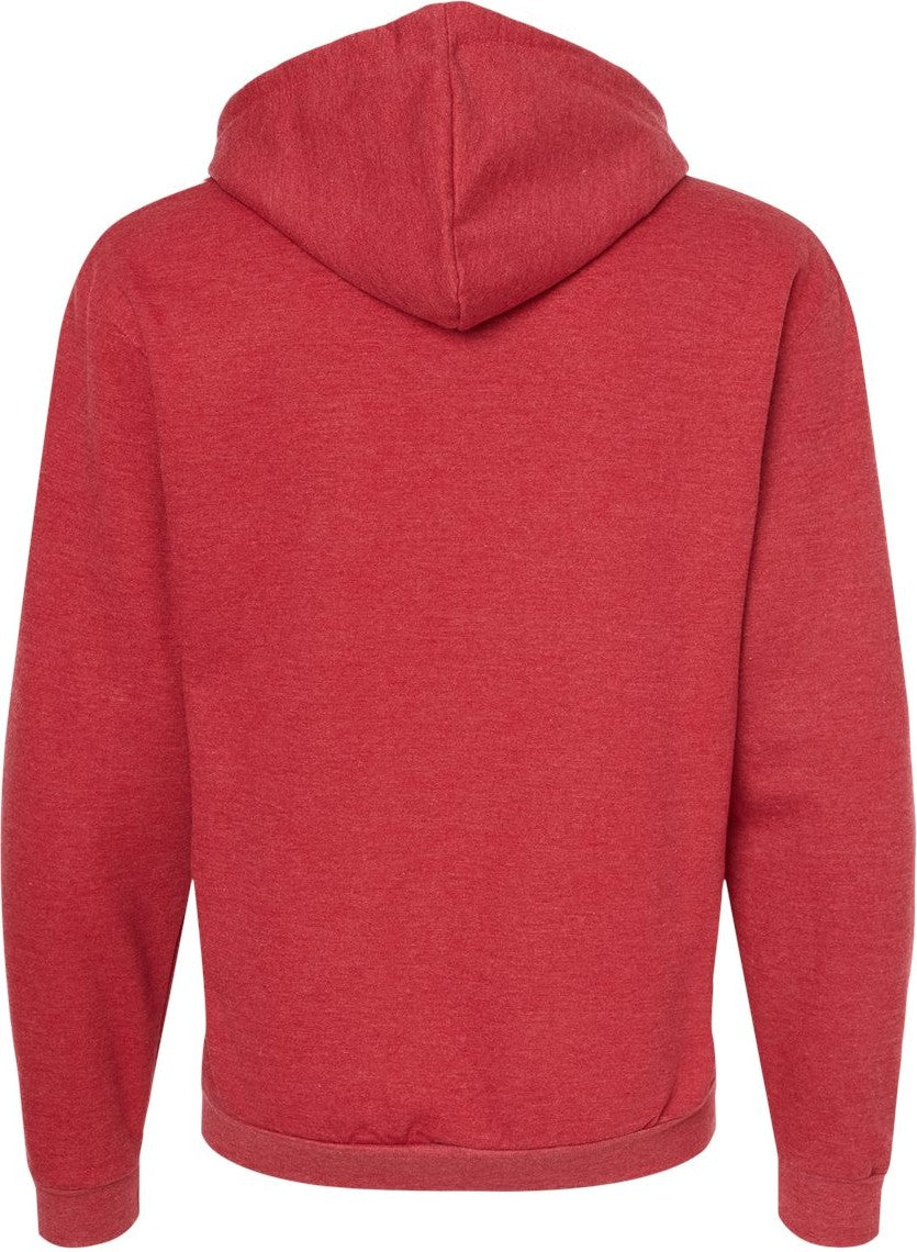 Rear View of Heather Red Full-Zip Hooded Sweatshirt - 331