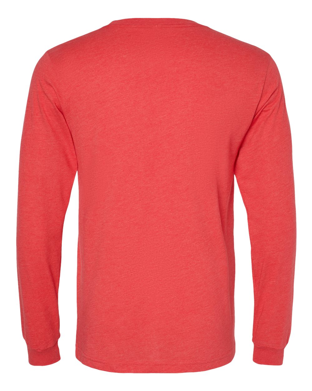 Rear View of Heather Red Heather CVC Long Sleeve Tee - 3501CVC