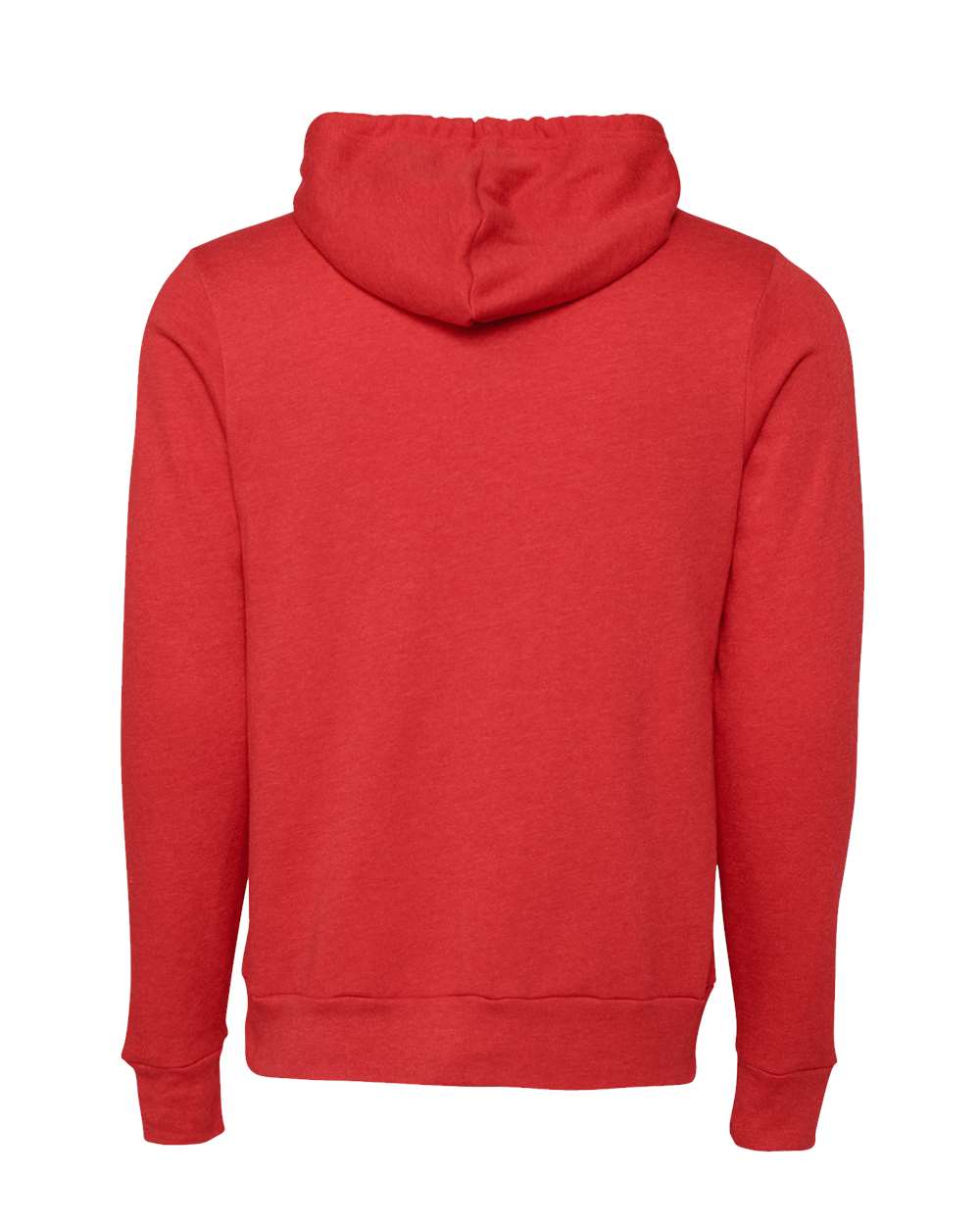 Rear View of Heather Red Sponge Fleece Hoodie - 3719