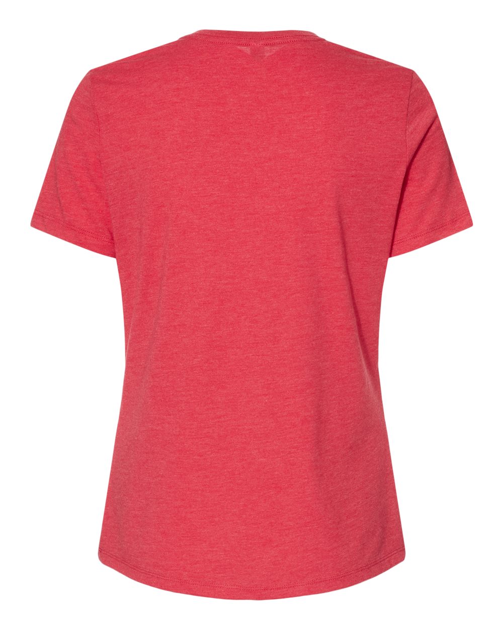Rear View of Heather Red Women’s Relaxed Fit Heather CVC Tee - 6400CVC