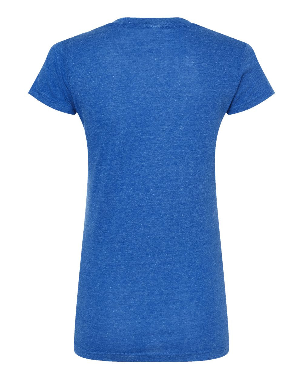 Rear View of Heather Royal Women's Poly-Rich V-Neck T-Shirt - 244