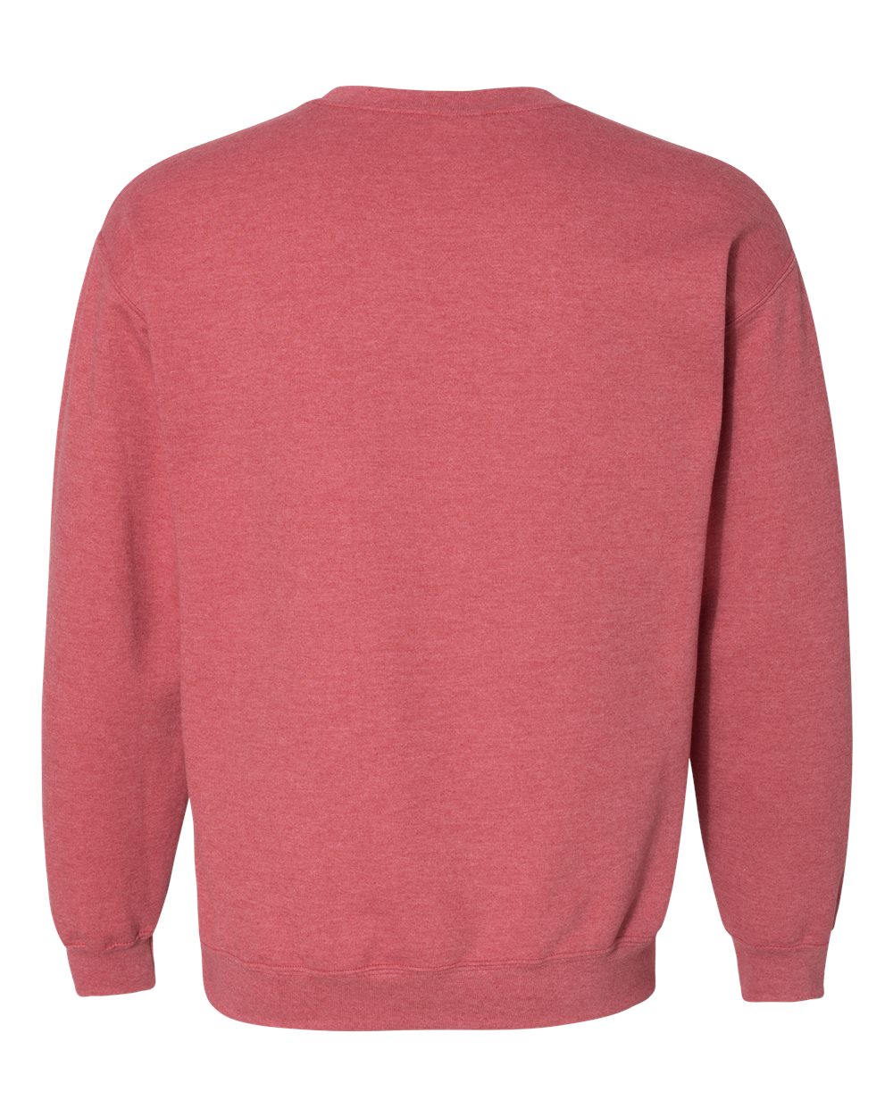 Rear View of Heather Scarlet Red Heavy Blend™ Crewneck Sweatshirt - 18000