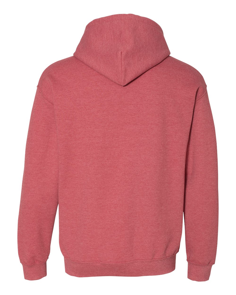 Rear View of Heather Scarlet Red Heavy Blend™ Hooded Sweatshirt - 18500