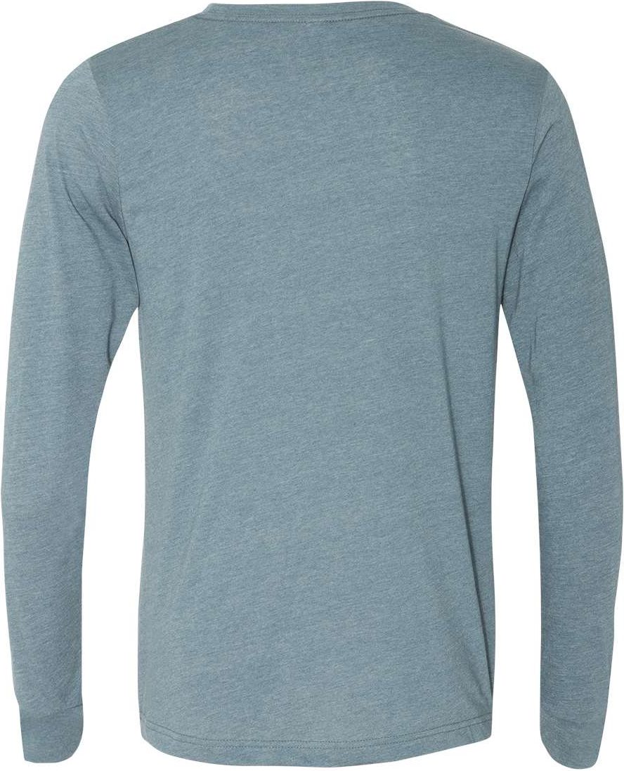 Rear View of Heather Slate Heather CVC Long Sleeve Tee - 3501CVC