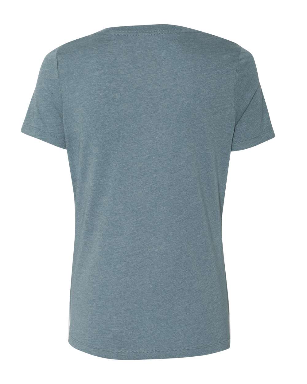 Rear View of Heather Slate Women's Relaxed Heather CVC V-Neck Tee - 6405CVC
