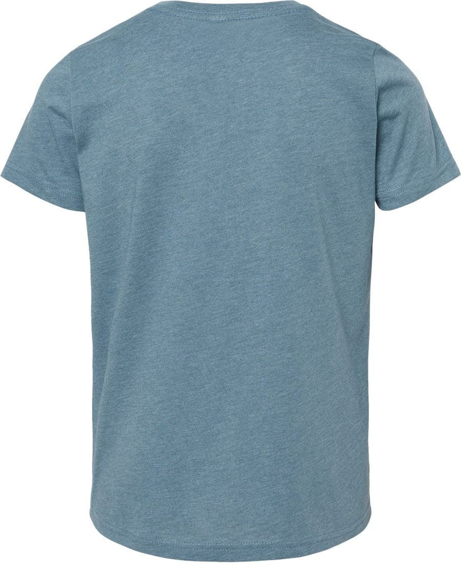 Rear View of Heather Slate Youth CVC Jersey Tee - 3001YCVC