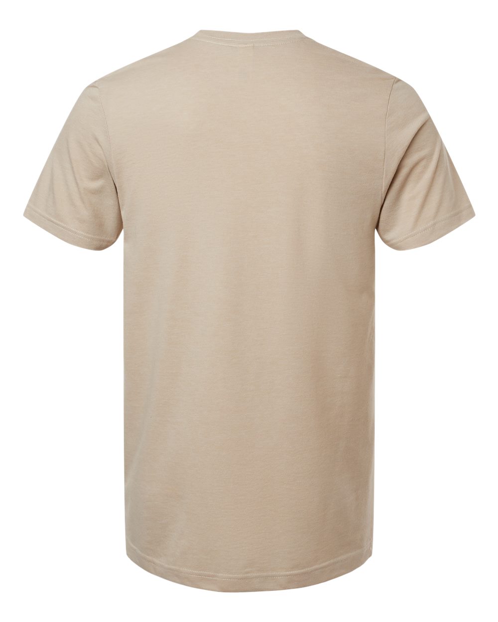 Rear View of Heather Tan Combed CVC T-Shirt - 602CVC