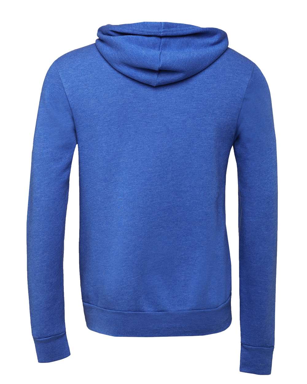 Rear View of Heather True Royal Sponge Fleece Hoodie - 3719