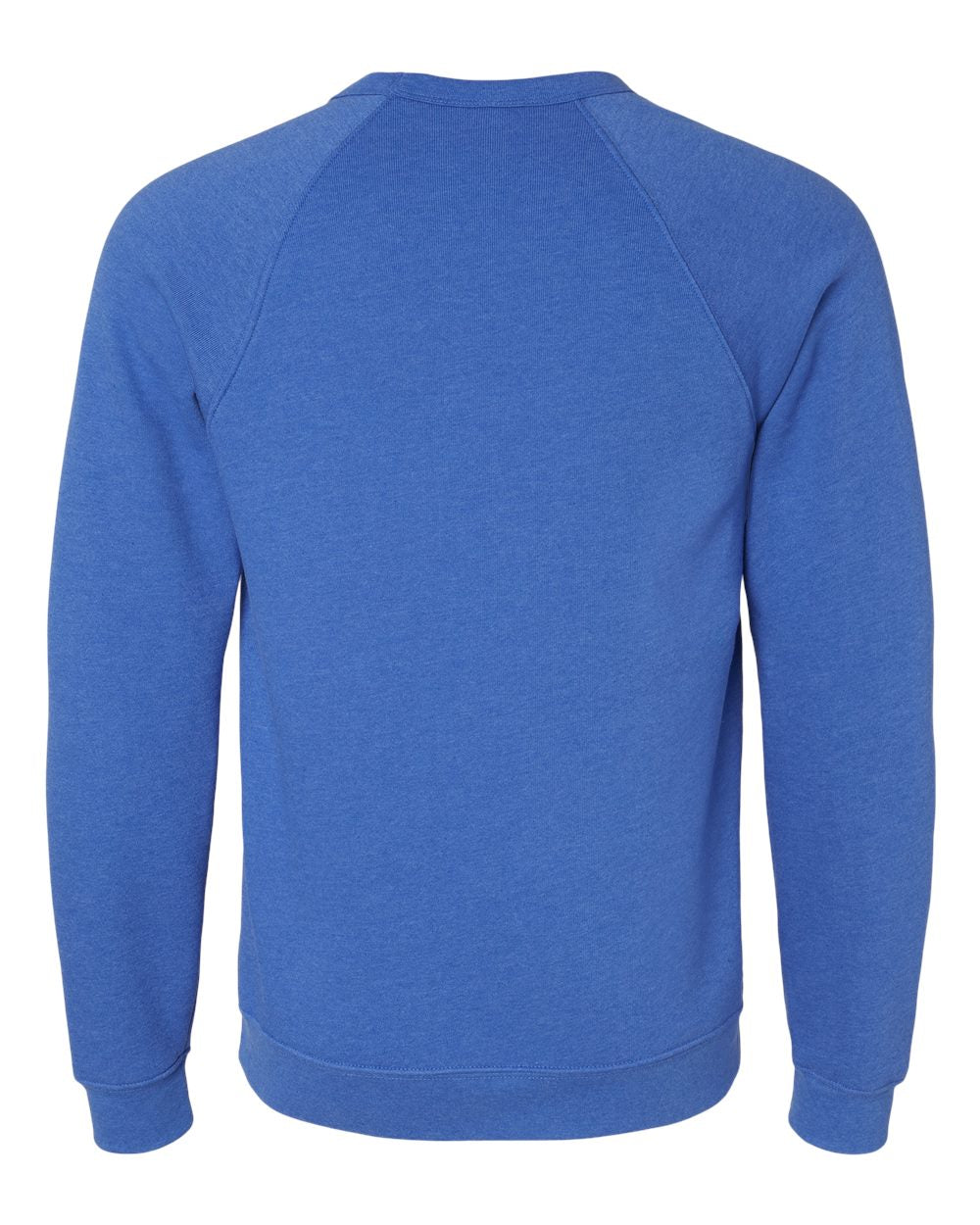 Rear View of Heather True Royal Sponge Fleece Raglan Crewneck Sweatshirt - 3901