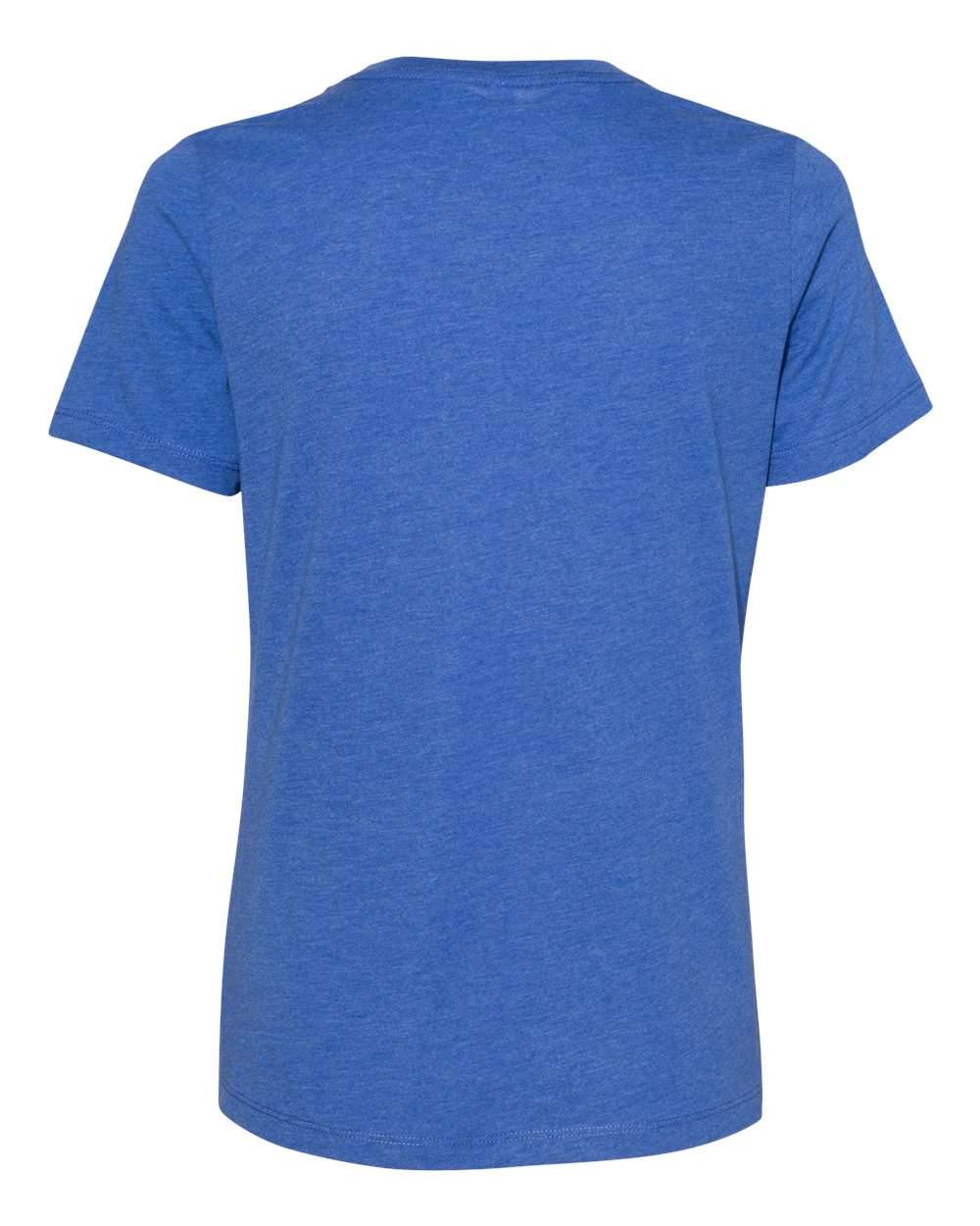 Rear View of Heather True Royal Women’s Relaxed Fit Heather CVC Tee - 6400CVC