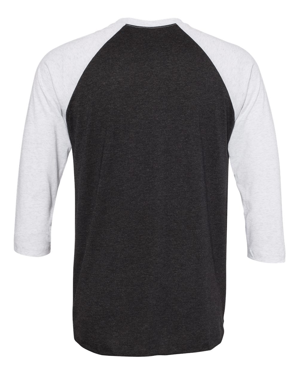 Rear View of Heather White/ Vintage Black Triblend Three-Quarter Raglan T-Shirt - 6051