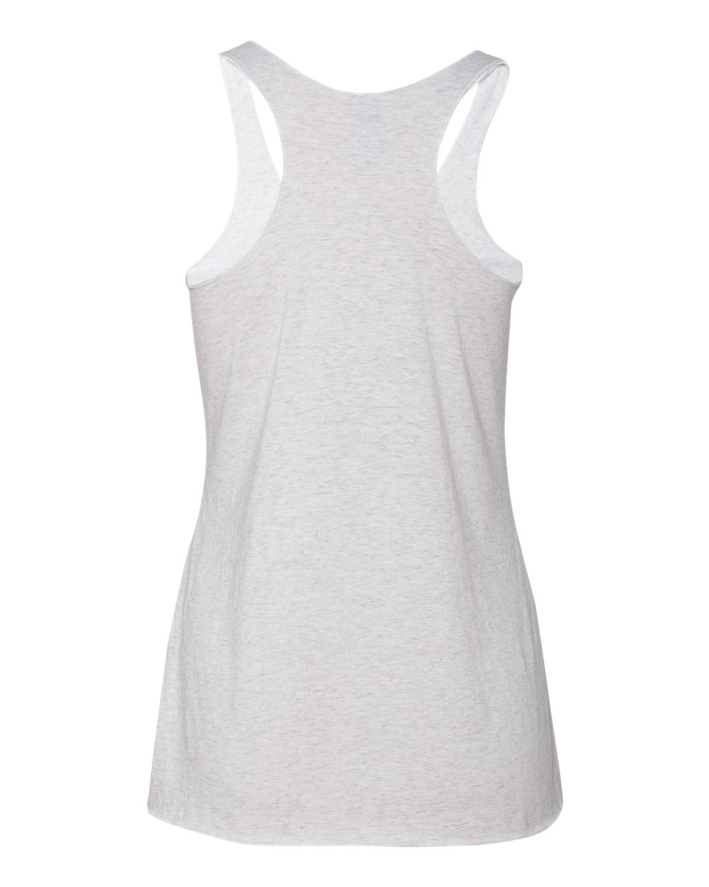 Rear View of Heather White Women’s Triblend Racerback Tank - 6733