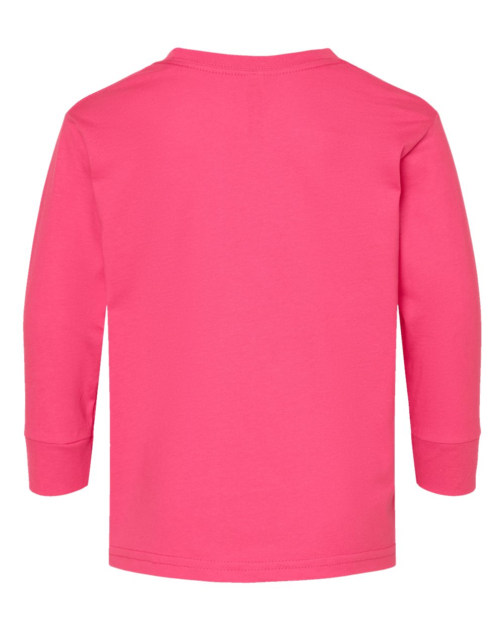 Rear View of Hot Pink Toddler Fine Jersey Long Sleeve Tee - 3302