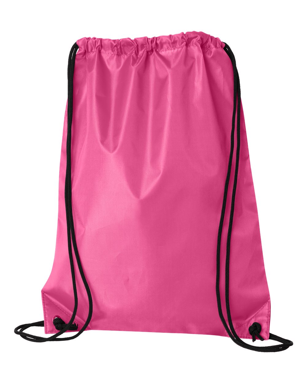Rear View of Hot Pink Value Drawstring Backpack - 8886