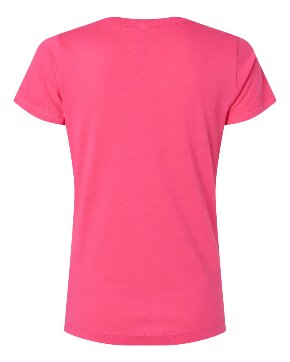 Rear View of Hot Pink Women's Fine Jersey V-Neck Tee - 3507