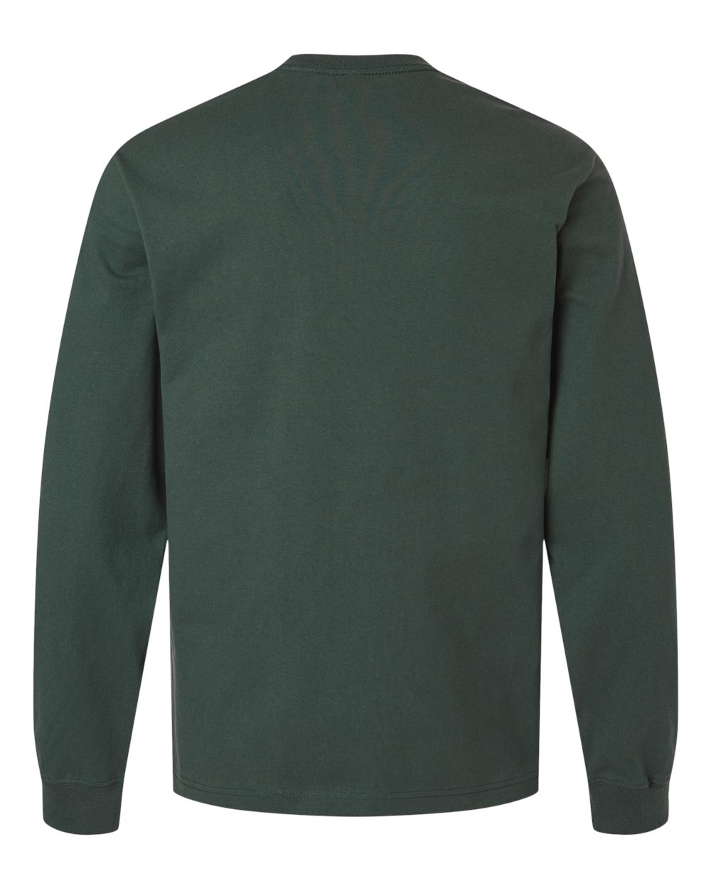 Rear View of Hunter Green 7.5 oz Heavyweight Long Sleeve Tee - 4651