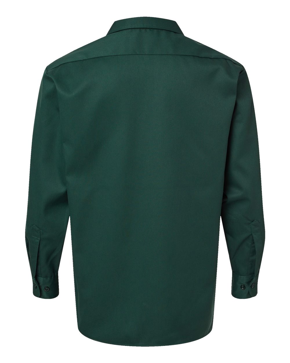 Rear View of Hunter Green Long Sleeve Work Shirt - Tall Sizes - 5574T