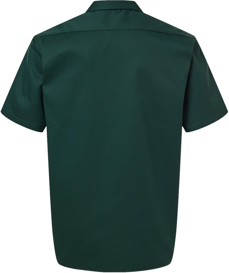 Rear View of Hunter Green Short Sleeve Work Shirt - Tall Sizes - 2574T