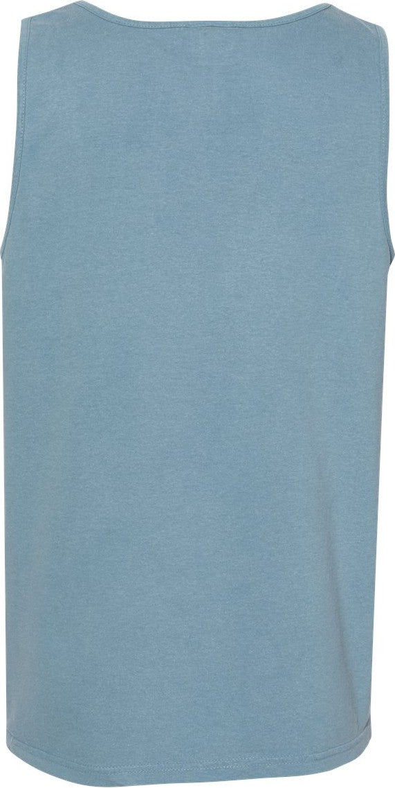 Rear View of Ice Blue Garment-Dyed Heavyweight Tank Top - 9360