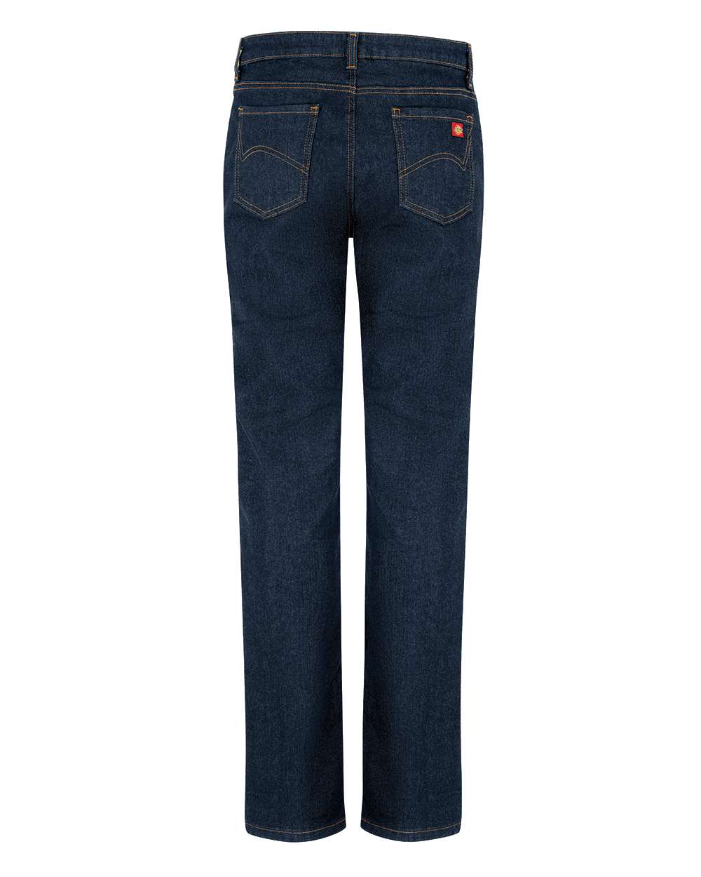 Rear View of Indigo Blue Women's Industrial 32" Inseam 5-Pocket Flex Jeans - FD20