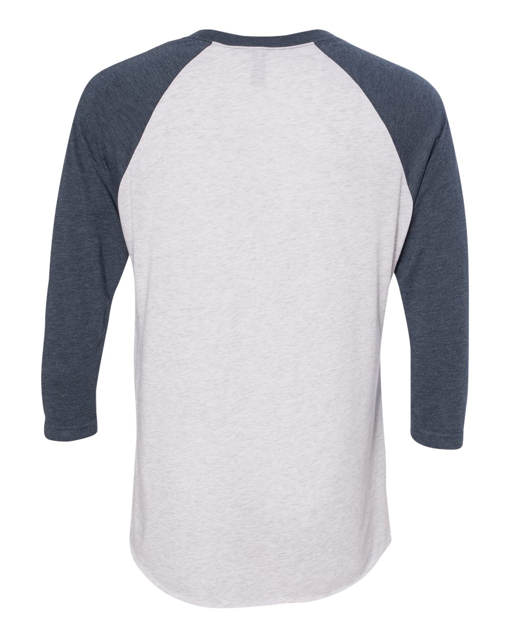 Rear View of Indigo Sleeves/ Heather White Body Triblend Three-Quarter Raglan T-Shirt - 6051