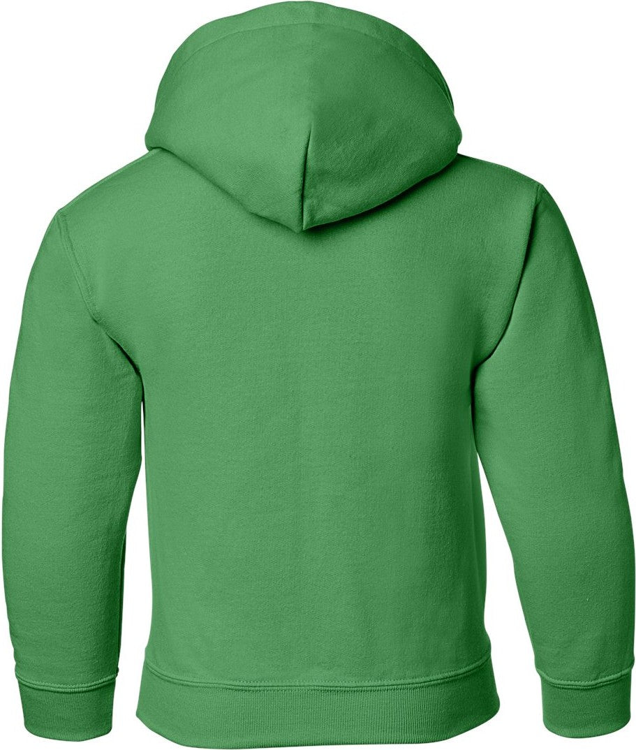 Rear View of Irish Green Heavy Blend™ Youth Hooded Sweatshirt - 18500B
