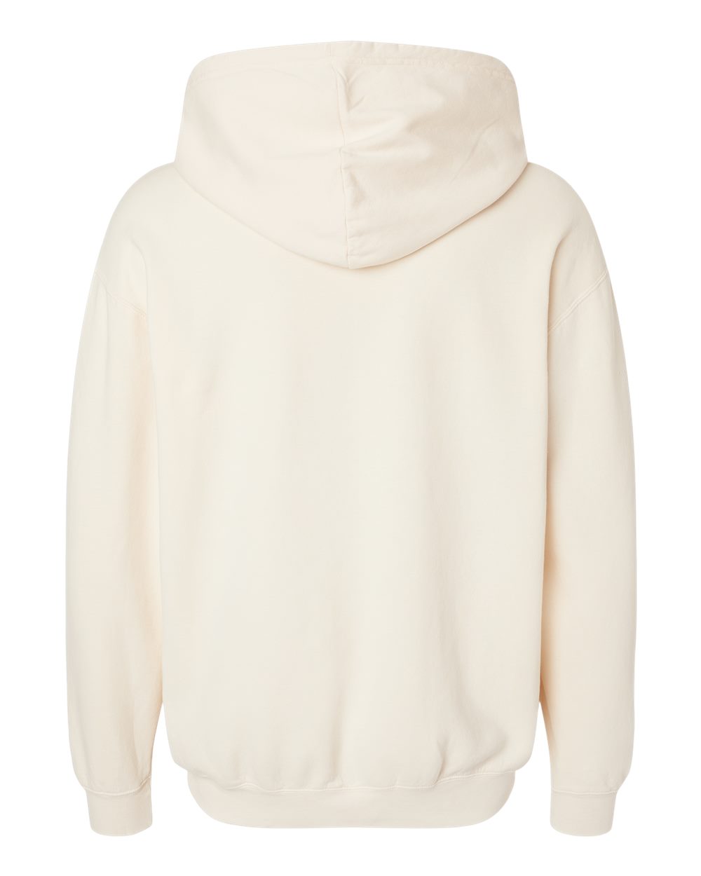 Rear View of Ivory Garment-Dyed Lightweight Fleece Hooded Sweatshirt - 1467