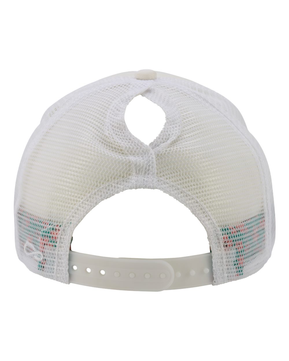 Rear View of Ivory/ Sherbert/ White/ Floral Women's Foam Trucker Cap - ROSIE