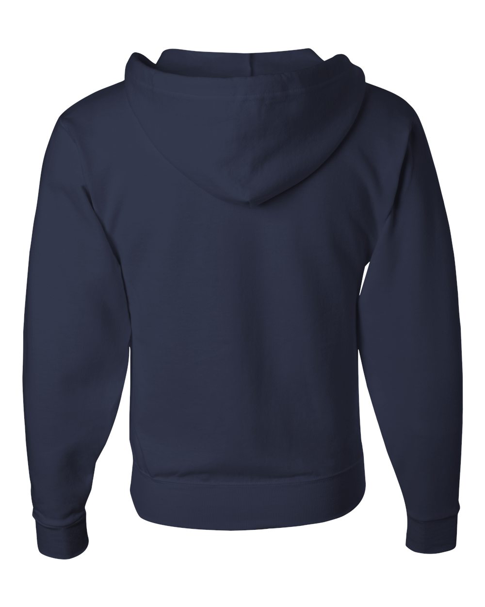 Rear View of J. Navy NuBlend® Full-Zip Hooded Sweatshirt - 993MR