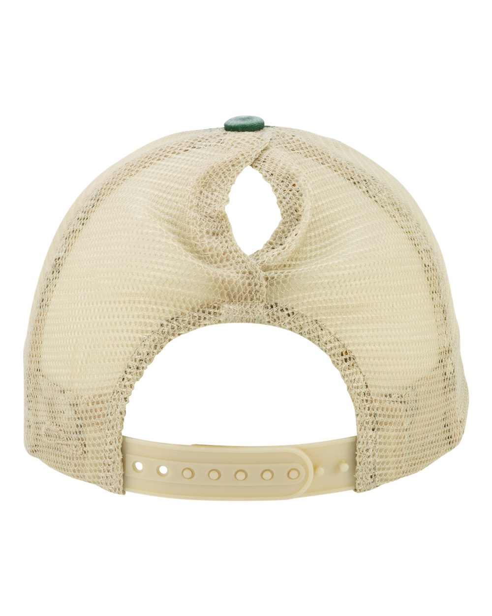 Rear View of Jade/ Daisy/ Khaki Women's Washed Mesh-Back Cap - TESS