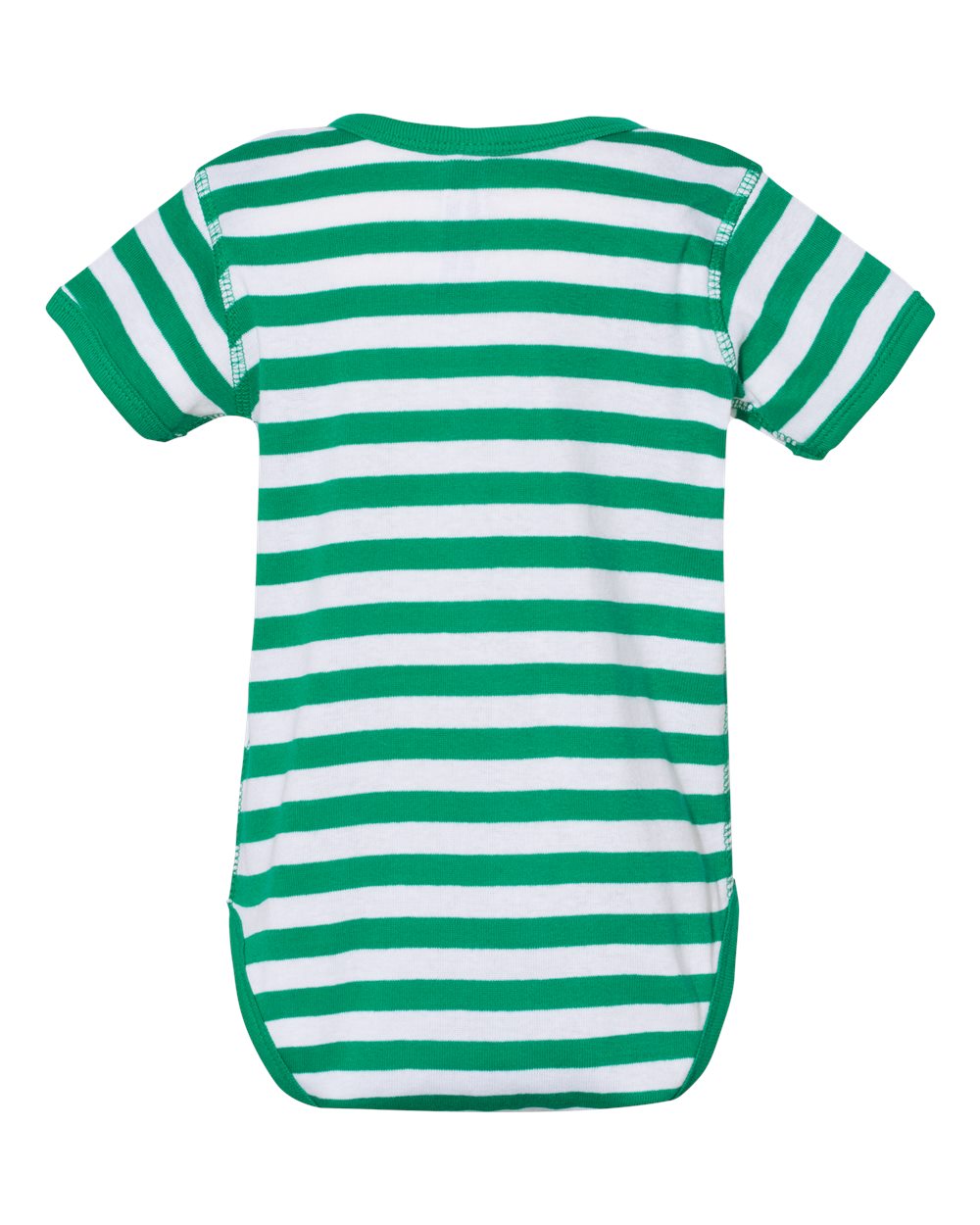 Rear View of Kelly/ White Stripe Infant Baby Rib Bodysuit - 4400