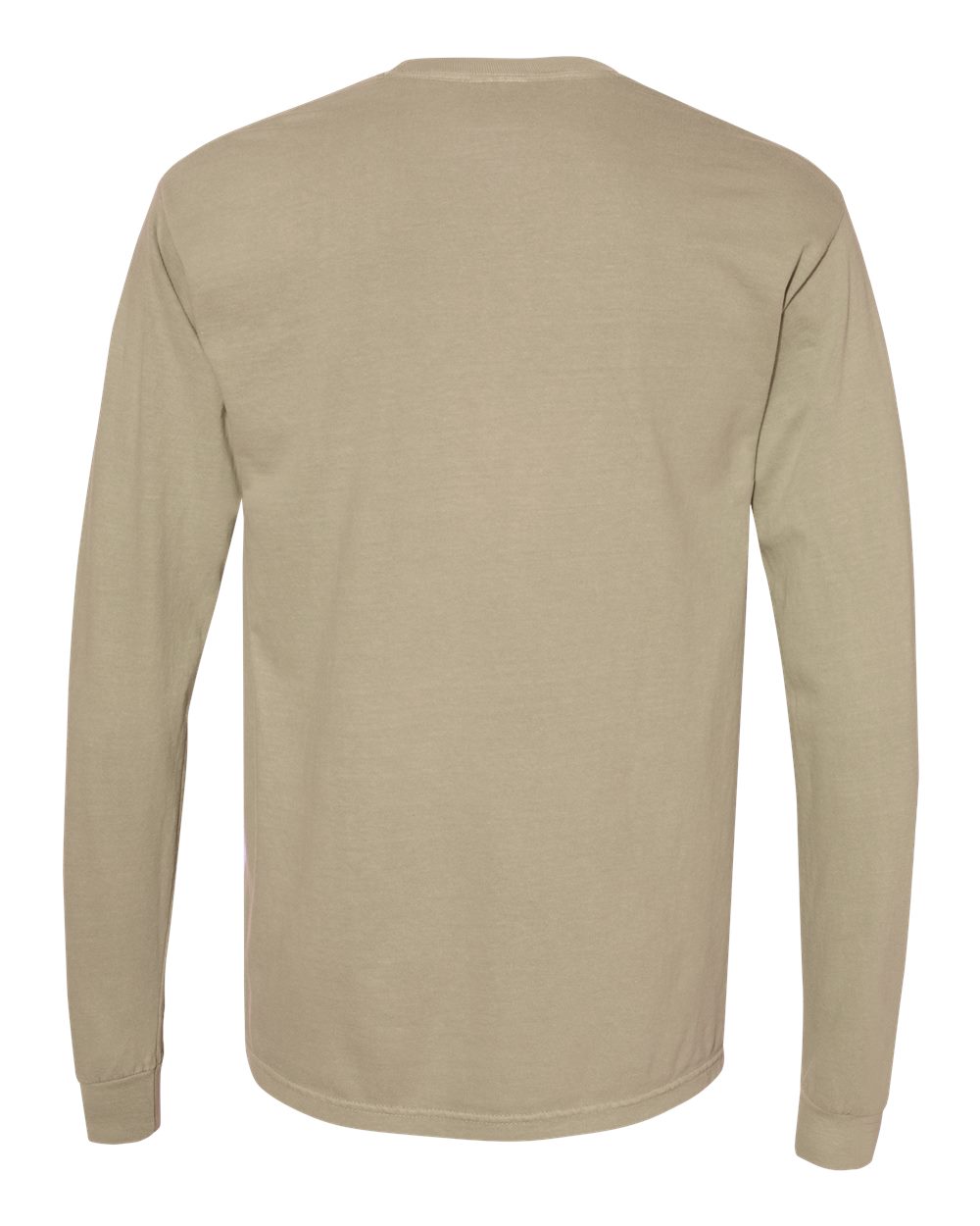 Rear View of Khaki Garment-Dyed Heavyweight Long Sleeve T-Shirt - 6014