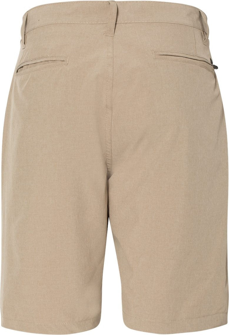 Rear View of Khaki Heather Hybrid Stretch Shorts - 9820