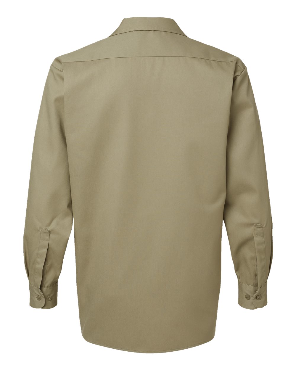 Rear View of Khaki Long Sleeve Work Shirt - Tall Sizes - 5574T