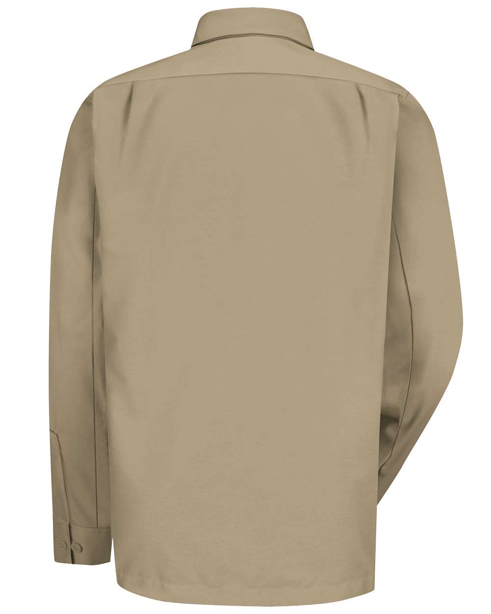 Rear View of Khaki Long Sleeve Work Shirt - WS10