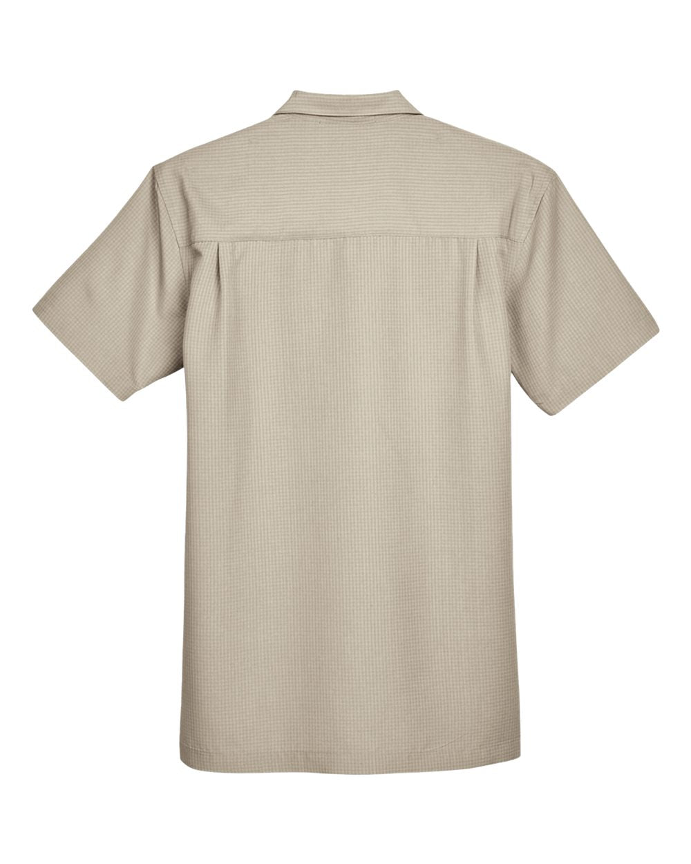 Rear View of Khaki Men's Barbados Textured Camp Shirt - M560